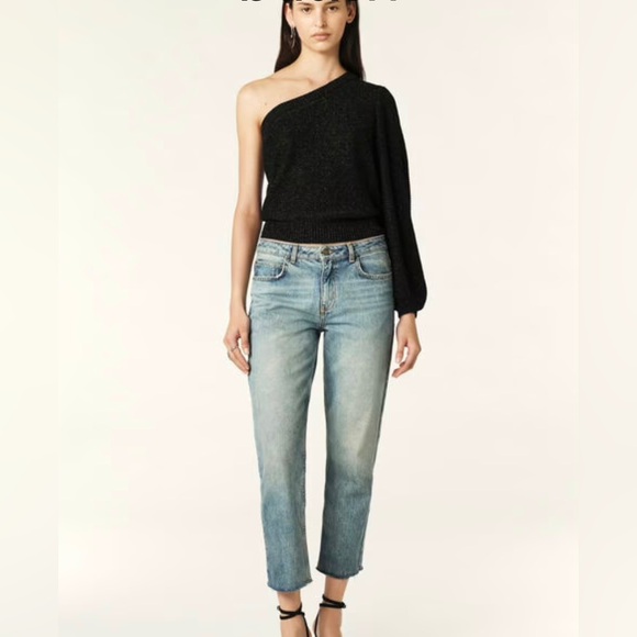 Ba&sh asymmetrical one shoulder glitter silver sweater. Size XS - Picture 2 of 8